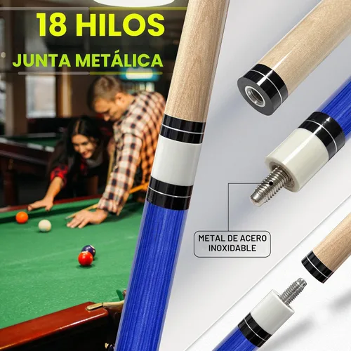 Vista 3 de HomeSeason 58 inch Pool Cue Stick Canadian Maple Wood 13mm Tip - 20oz Perfect for Precision Play, Low Deflection Pool Cue for Enhanced Accuracy Azul