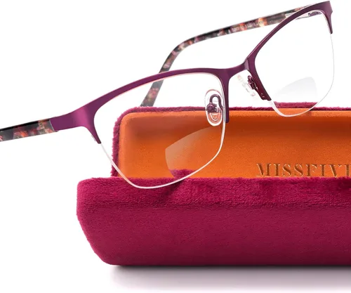 Vista 12 de Missfive Anteojos de Lectura de Metal Multifocales Progresivos Premium para Mujeres y un Estuche, Bisagra de Resorte de Calidad con Bloqueo de Luz