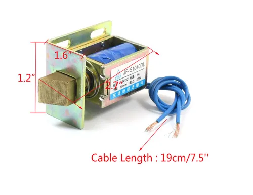 Vista 3 de DC 12V 1Amp 25N Force Open Frame Cerradura de puerta eléctrica Electroimán Ensamblaje JF-S1040DL Pull Push Type con placa de montaje, carrera