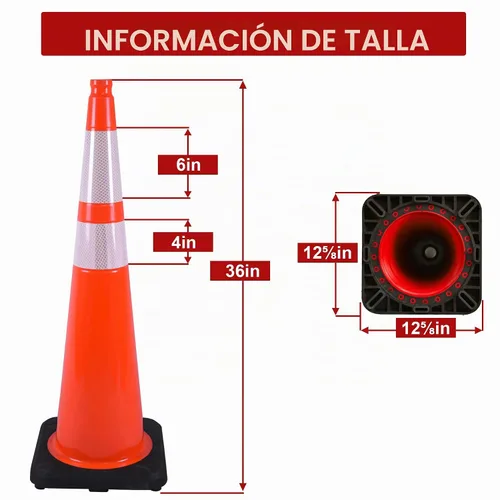 Vista 7 de OrangeStar Paquete de 6 conos de tráfico de 36 pulgadas con base de goma pesada, 2 collares reflectantes, conos de seguridad grandes para Naranja