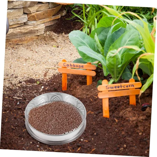 Vista 6 de Toddmomy Tamiz de malla fina de acero inoxidable rotativo tamiz de suelo para jardín, tamiz de suelo redondo para el hogar, cocina, tamiz multiusos