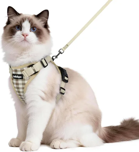 Vista 73 de rabbitgoo Cat Harness and Leash Set, Escape Proof Vest, Berry Pounce Soft Breathable Mesh, Easy Adjustable Fit, Snap Buckles, Sturdy Clip