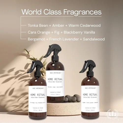 Vista 4 de Muse Apothecary Home Ritual - Spray eliminador de olores activo, desodorante en aerosol para muebles y eliminador de olores de baño para el hogar