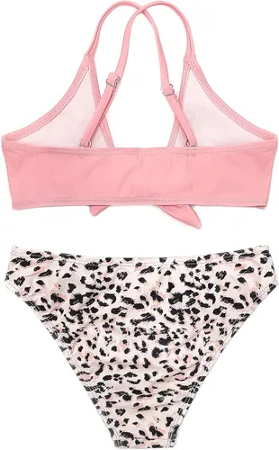 Vista 2 de SHEKINI Girls Floral Print Knot Adjustable Bikini Sets Crossback Two Piece Bathing Suit