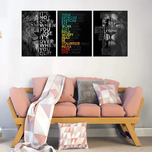 Vista 2 de Arte de pared motivacional para oficina, lienzo inspirador, arte de pared, póster de ajetreo, impresión de cita de empresario, pintura de pared, 3