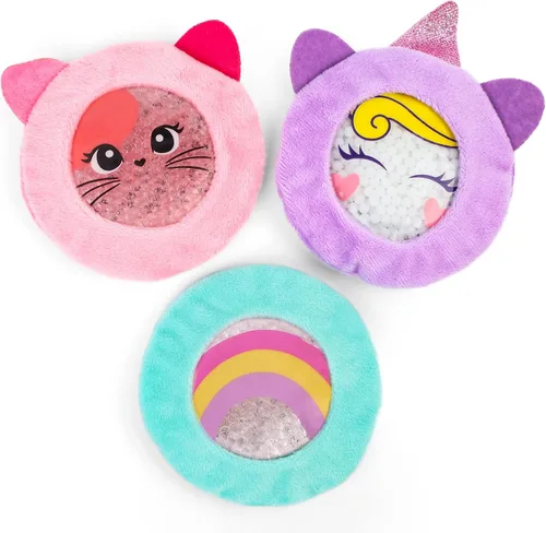 Vista 9 de LotFancy Paquetes de hielo para niños Boo Boos, paquete de 3, paquetes de frío caliente reutilizables con bonitas mangas de felpa, almohadillas