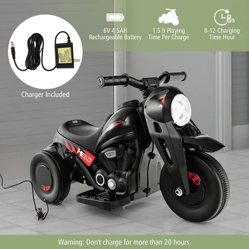 Vista 7 de Costzon Motocicleta para niños, motocicleta de 6 V con fabricante de burbujas, música, faro LED, adelante y atrás, motocicleta eléctrica de 3 ruedas