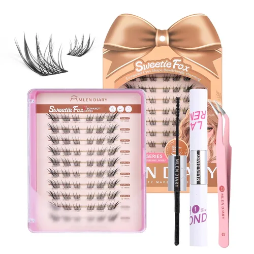 Vista 14 de MLEN DIARY Kit de 80 racimos de pestañas naturales, rizo C, kit de extensiones de pestañas con pinzas removedoras de pestañas de 0.335-0.492 in
