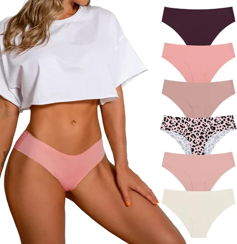 Vista 8 de SHARICCA Bragas de Bikini sin Costuras para Mujer, de Corte Descarado, Invisibles, Transpirables, Suave, Elásticas, Ropa Interior, Paquete Múltiple