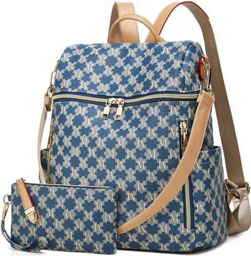 Vista 11 de Makes - Bolso tipo mochila para mujer, de piel sintética, bolso de viaje con diseño convertible a cartera, 12 pulg., Mochilas de viaje