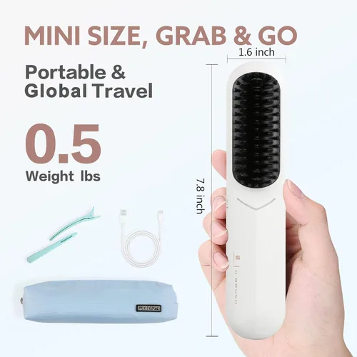 Vista 2 de webeauty - Cepillo alisador de pelo inalámbrico, [iones negativos de 656.2 ft], cepillo alisador portátil para mujeres, alisador de calentamiento