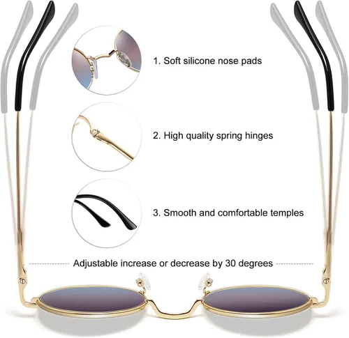 Vista 3 de Gafas de sol Joopin polarizadas, estilo Lennon, redondas, gafas de sol estilo hippy redondas para mujer y hombre