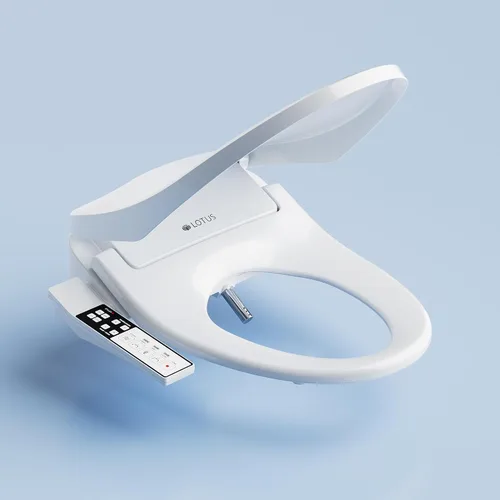 Vista 19 de Lotus Hygiene Systems ATS-500. Asiento para inodoro con tapa inteligente, climatizada con temperatura regulable. Color blanco.