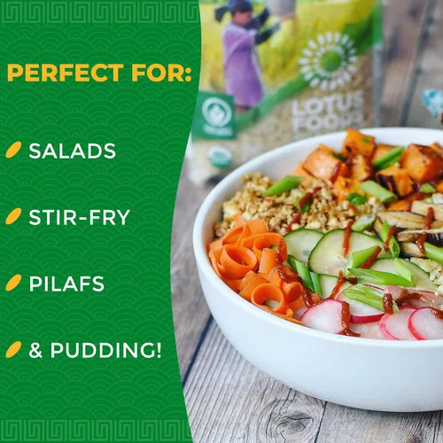 Vista 5 de Lotus Foods Arroz orgánico de jazmín marrón, grano entero, 30 onzas (paquete de 2) Arroz integral sin gluten, adhesivo asiático de grano largo