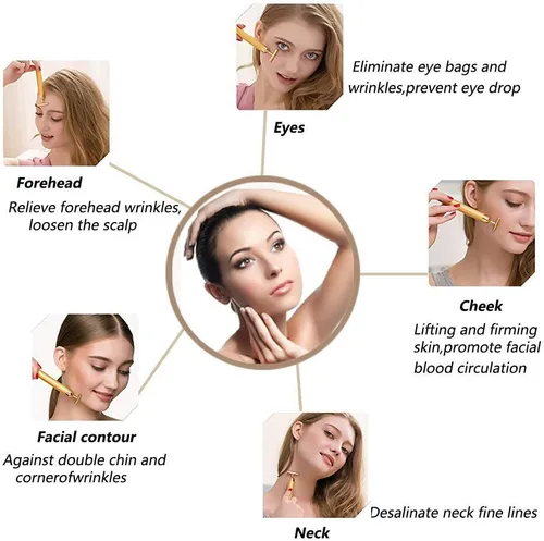 Vista 8 de Beauty Bar - Masajeador facial eléctrico dorado de 24 quilates, herramientas de masaje facial en forma de T, para el cuidado de la piel, brazo, ojo