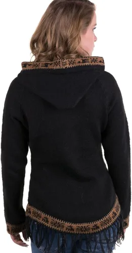 Vista 3 de Gamboa - Suéter de alpaca con capucha - Elegante suéter de alpaca para mujer - Negro Blanco y Gris