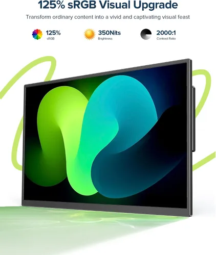 Vista 6 de Monitor portátil con pantalla táctil con batería de 8000 mAh, 15.6 pulgadas, 125% sRGB ultra delgado de 10 puntos, monitor de pantalla táctil USB-C