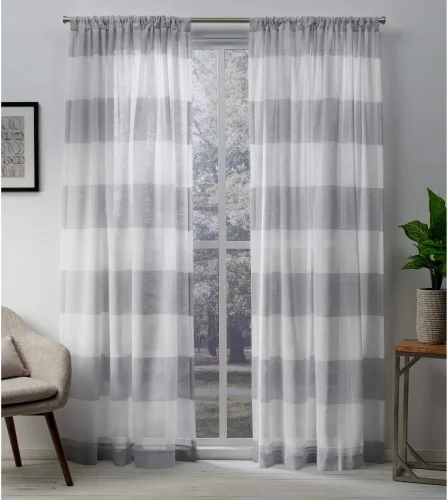 Vista 13 de EXCLUSIVE HOME Darma - Par de paneles de cortinas de lino transparente con bolsillo para barra, 50 x 84 pulgadas, color negro perla