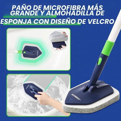 Vista 5 de BOOMJOY Cepillo de limpieza de ducha 4 en 1, juego de limpiador extensible de 58 pulgadas para bañera y azulejos, cepillo de lechada con mango