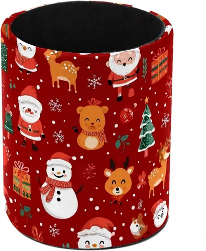 Vista 16 de Taza de PVC para escritorio, bastones de caramelo de Papá Noel rojo para organizador de bolígrafos de escritorio, soporte para brochas de maquillaje