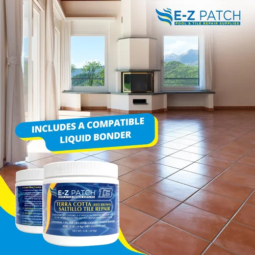 Vista 5 de 13 Kit de reparación de azulejos Saltillo, relleno de azulejos terracota para bricolaje (rojo-marrón, 1 libra) Para astillas y grietas de azulejos