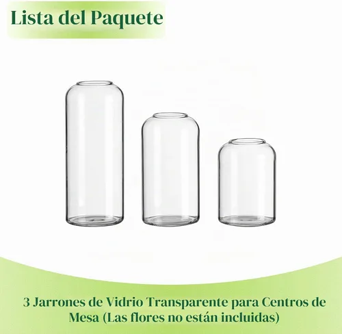 Vista 6 de Jarrones de botones de vidrio para flores - Hewory Juego de 3 jarrones pequeños modernos de vidrio soplado para centros de mesa, mini jarrones
