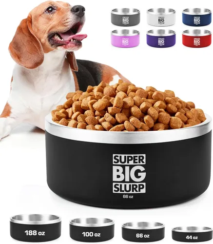 Vista 26 de Tuff Pupper Tazón Aislado de Servicio Pesado para Perros Plato de Comida para Perros de Acero Inoxidable de Doble Pared Tazón Antideslizante a