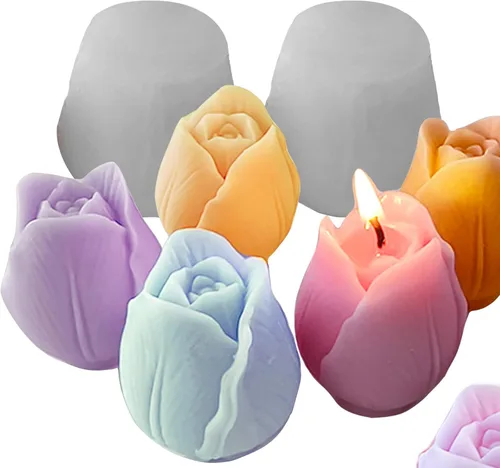 Vista 8 de Wehous 2 moldes de silicona de flores 3D para hacer velas, moldes de silicona para decoración de tartas de chocolate, moldes de decoración de velas