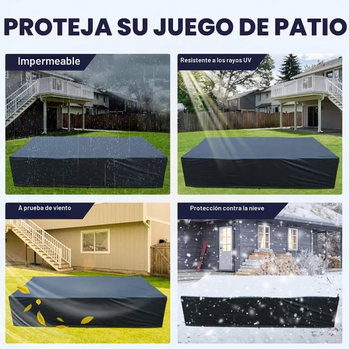 Vista 2 de OVIOS Juego de fundas para muebles de patio Funda seccional para sofá al aire libre Funda para silla otomana impermeable de uso general, 110 x 84 x