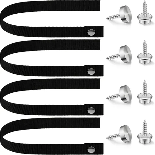 Vista 8 de 2 correas para puerta de caravana con 4 broches de botón de 18 pulgadas, correa de puerta corrediza para cámper RV con correa de escalera de barco a