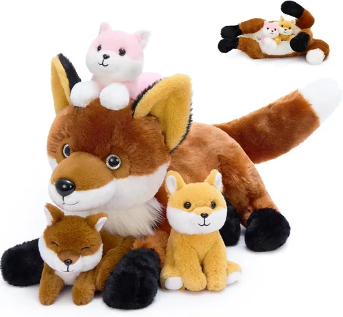 Vista 23 de BENINY - Juego de 4 piezas de peluche de águila calva, 18 pulgadas, mamá águila con 3 bebés