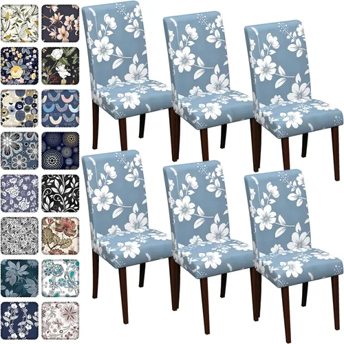Vista 11 de Fundas para sillas de comedor CoSofSLIP, juego de 2, fundas estampadas elásticas antideslizantes, fundas extraíbles y lavables para sillas