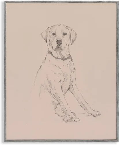 Vista 10 de Stupell Industries Retriever Dog Minimal Drawing Framed Giclée Art, diseño de Ethan Harper Enmarcado en blanco