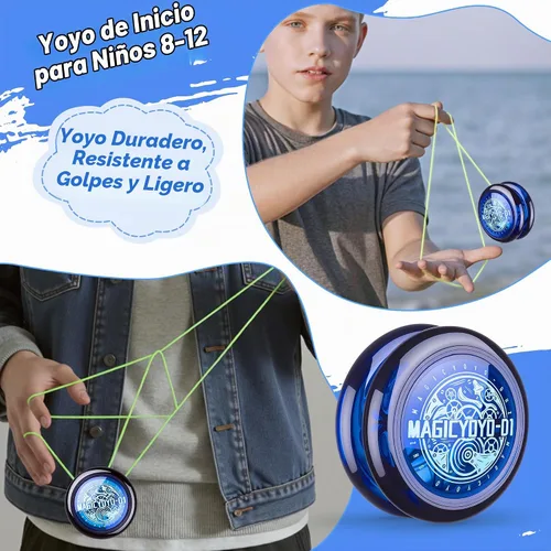 Vista 3 de Yoyo de Bucle con Respuesta para Niños Principiantes, Yo-yo Inicial 2A Loop Fácil de Jugar Trucos Básicos de Cuerda (D1 Azul)