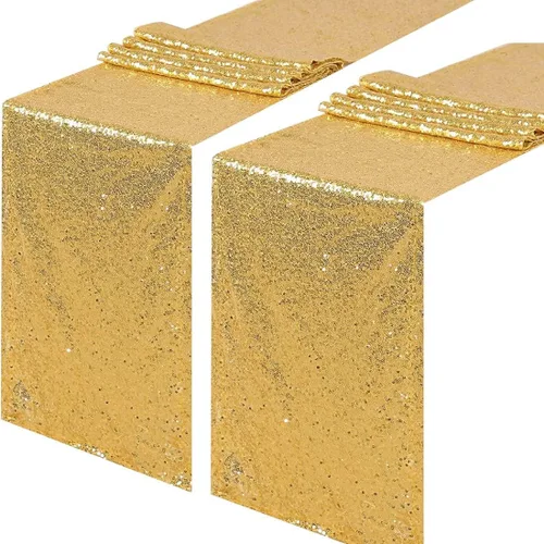 Vista 10 de Poise3EHome Camino de mesa de lentejuelas doradas, manteles de mesa brillantes para baby shower, fiesta, boda, decoración de mesa de pastel