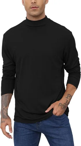 Vista 2 de Suéter de manga larga con cuello alto para hombre, básico, ligero, cómodo, suave, de punto, térmica