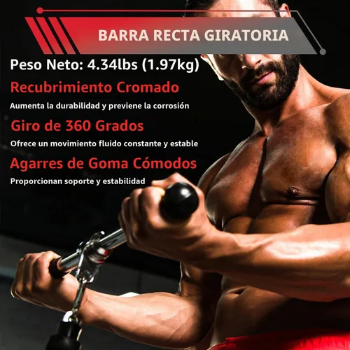 Vista 6 de LAT - Accesorio de cable de barra con empuñaduras de goma, barra de rizo sólida resistente de lujo, colgador giratorio para el gimnasio en casa