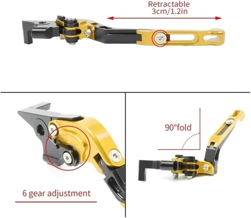 Vista 4 de Motorcycle Brake Clutch Levers for Ya&maha FZ8 FZ-8 2011 2012 2013 2014 2015 2016-2020 Motorcycle Adjustable Folding Extendable Brake Clutch Levers