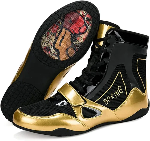 Vista 2 de Kervaky Zapatos de lucha libre para hombre, zapatos de boxeo profesionales, tenis de fitness, ligeros, transpirables, para levantamiento de pesas