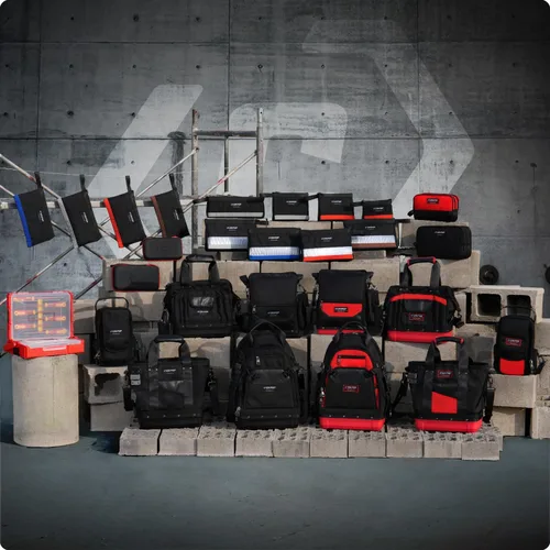 Vista 9 de Bolsa de herramientas con cremallera, 10 x 6 pulgadas, compartimentos duales, bolsa de herramientas pequeña resistente, organizador