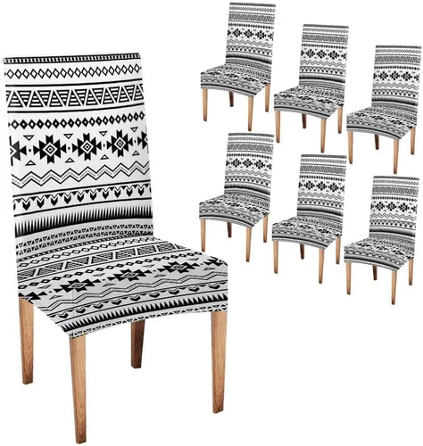 Vista 158 de CAPSCEOLL Christmas Dining Chair Covers,Snowflakes Festive Winter Pattern Stretch Chair Covers for Dining Room Set of 2 Washable Spandex Parson