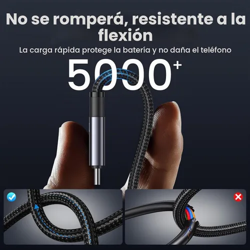 Vista 7 de Cable de carga múltiple de 240 W, cable USB C 6 en 1 de 4 pies, cables de carga rápida con puertos USB-C/A a conectores IP/tipo C/micro para Negro