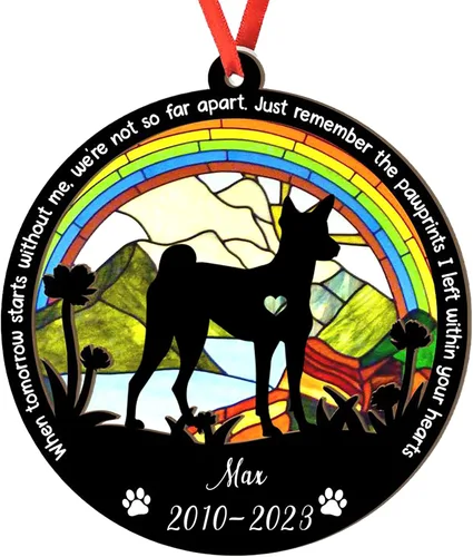 Vista 121 de Adorno personalizado para atrapasoles de sabueso afgano, adorno de Navidad de sabueso afgano, regalo para perro amante, sabueso afgano conmemorativo