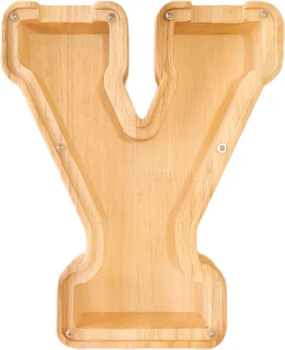 Vista 28 de Alcancía de 26 letras del alfabeto inglés A-Z, alcancía de madera transparente de gran capacidad, caja de ahorro de monedas personalizada