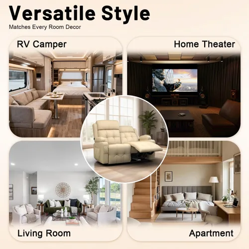 Vista 99 de Sofá de Dos Plazas Reclinable, Sofá Reclinable de Masaje con Gran Capacidad de Peso, Silla de Dos Plazas para RV en Liquidación con Consola, USB