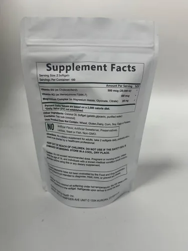Vista 4 de Vitamina D3 K2 de 10000 UI, extra fuerte Wellness D3K2 con triple magnesio y aceite de coco para una máxima absorción, apoya la salud ósea e