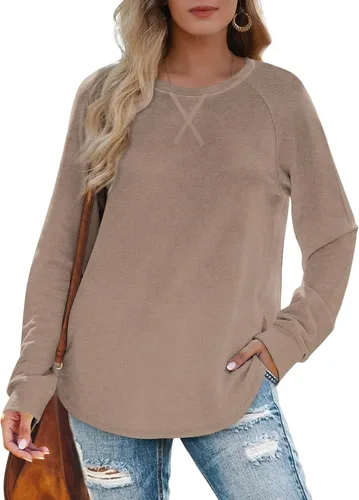 Vista 2 de Sudaderas para mujer, cuello redondo, ajuste holgado, camisetas de manga larga para mujer