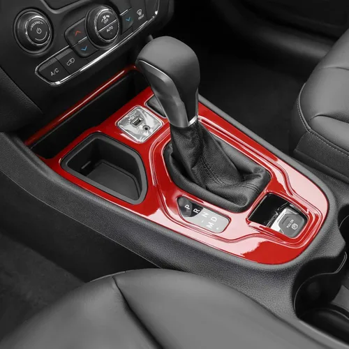Vista 7 de RT-TCZ Para Cherokee Red Gear Shift Panel Cover Trim para Jeep Cherokee 2019 Up Rojo Interior Accesorios