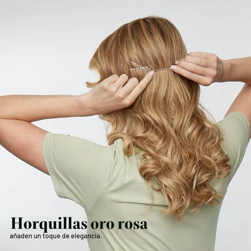 Vista 5 de T3 Kit de clips con 4 pinzas de cocodrilo y 30 pines de oro rosa Secciona el cabello para un secado más fácil y peinado para todas las longitudes