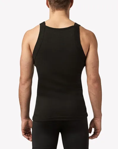 Vista 8 de papi Paquete de 3 camisetas sin mangas de algodón con cuello cuadrado para hombre, Negro, azul, rojo